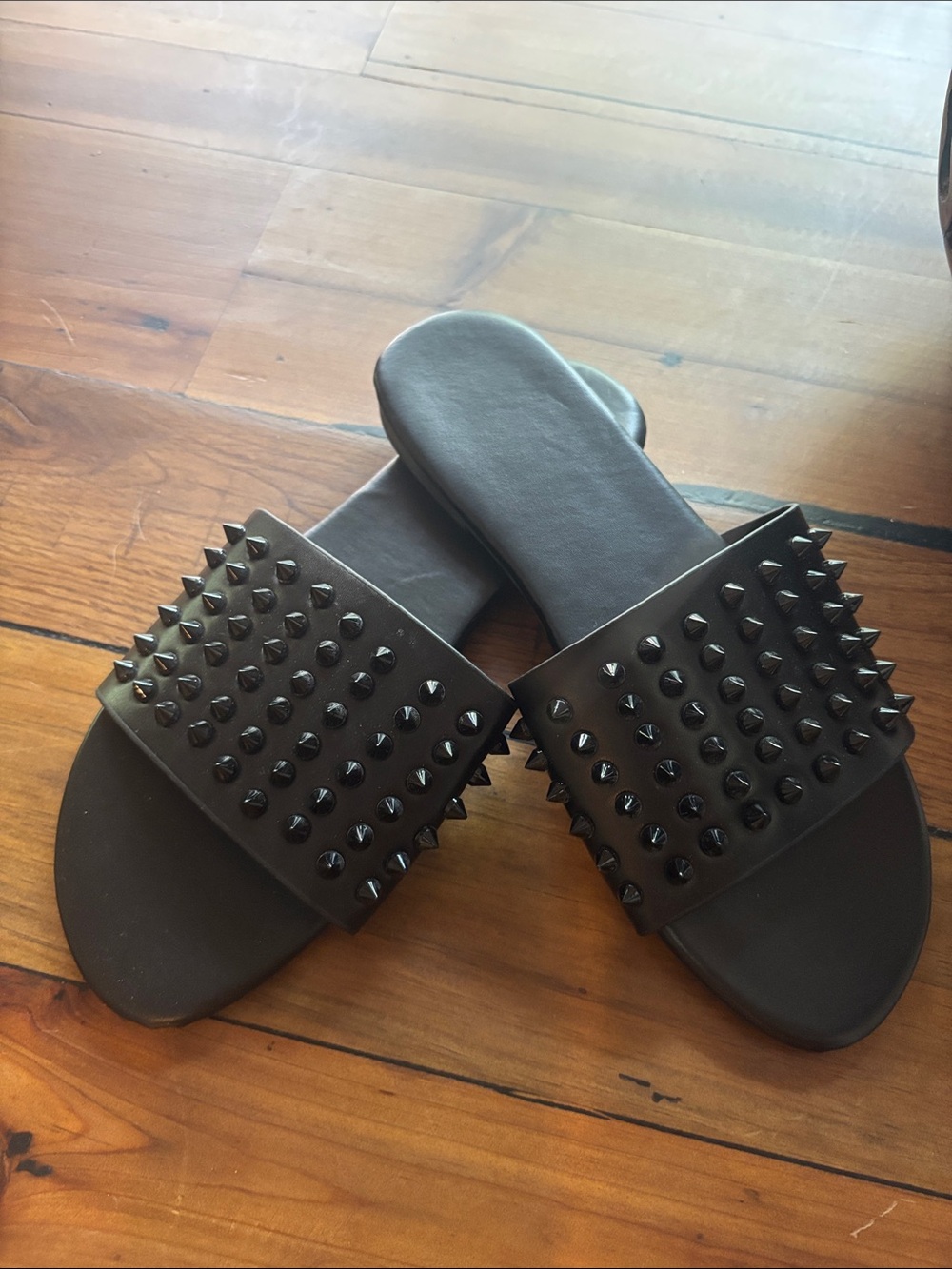 Studded Black Slide Sandals